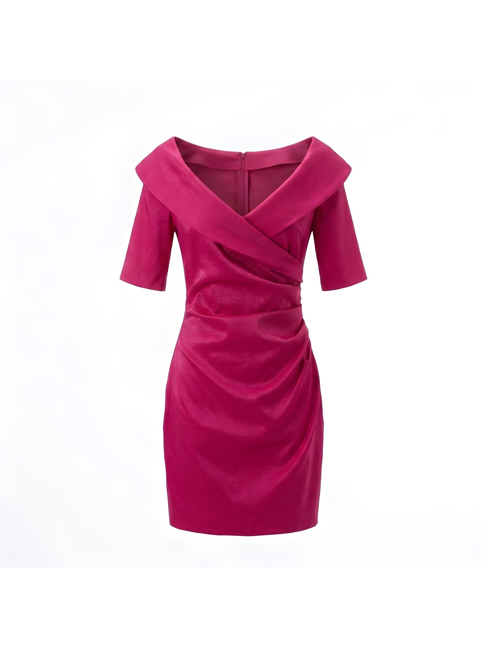 Joseph Ribkoff Fuchsia Off-Shoulder Wrap Mini Dress